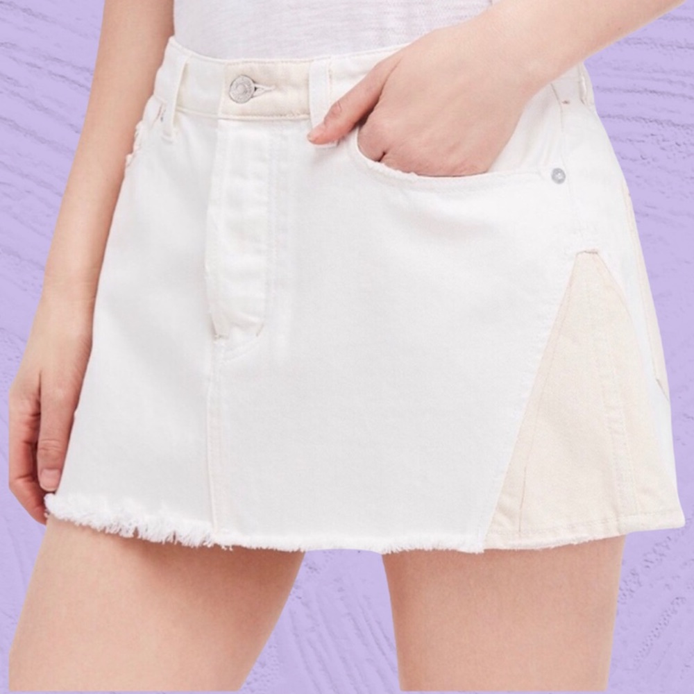 Free People Two Toned White Denim Skirt Size 28